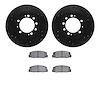 8502-72074 Drilled/Slotted Brake Rotors w/5000 Advanced Brake Pads Kit [Black], 1983-1989 Multiple Makes/Models, Position: Rear - image 1