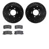 8502-72075 Drilled/Slotted Brake Rotors w/5000 Advanced Brake Pads Kit [Black], 2007-2015 Mitsubishi, Position: Rear - image 1