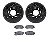8502-72085 Drilled/Slotted Brake Rotors w/5000 Advanced Brake Pads Kit [Black], 1988-1990 Mitsubishi, Position: Front - image 1
