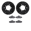 8502-72130 Drilled/Slotted Brake Rotors w/5000 Advanced Brake Pads Kit [Black], 1997-2004 Mitsubishi, Position: Rear - image 1