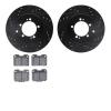 8502-72183 Drilled/Slotted Brake Rotors w/5000 Advanced Brake Pads Kit [Black], 1993-1999 Multiple Makes/Models, Position: Rear - image 1