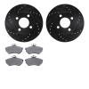 8502-73001 Drilled/Slotted Brake Rotors w/5000 Advanced Brake Pads Kit [Black], 1980-1992 Audi/Volkswagen, Position: Front - image 1
