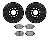 8502-73005 Drilled/Slotted Brake Rotors w/5000 Advanced Brake Pads Kit [Black], 2016-2018 Audi/Volkswagen, Position: Rear - image 1