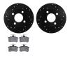 8502-73011 Drilled/Slotted Brake Rotors w/5000 Advanced Brake Pads Kit [Black], 1982-1998 Audi/Volkswagen, Position: Rear - image 1
