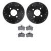 8502-73014 Drilled/Slotted Brake Rotors w/5000 Advanced Brake Pads Kit [Black], 1989-1991 Audi/Volkswagen, Position: Rear - image 1
