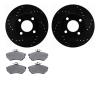 8502-73017 Drilled/Slotted Brake Rotors w/5000 Advanced Brake Pads Kit [Black], 1990-1991 Audi/Volkswagen, Position: Front - image 1