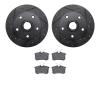 8502-73020 Drilled/Slotted Brake Rotors w/5000 Advanced Brake Pads Kit [Black], 2000-2008 Audi/Volkswagen, Position: Rear - image 1