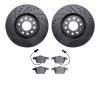 8502-73038 Drilled/Slotted Brake Rotors w/5000 Advanced Brake Pads Kit [Black], 2000-2009 Audi/Volkswagen, Position: Front - image 1