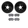 8502-73066 Drilled/Slotted Brake Rotors w/5000 Advanced Brake Pads Kit [Black], 2008-2016 Audi/Volkswagen, Position: Rear - image 1