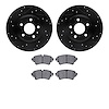 8502-73068 Drilled/Slotted Brake Rotors w/5000 Advanced Brake Pads Kit [Black], 2016-2020 Audi/Volkswagen, Position: Rear - image 1