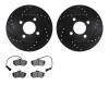 8502-73080 Drilled/Slotted Brake Rotors w/5000 Advanced Brake Pads Kit [Black], 1983-1991 Audi/Volkswagen, Position: Front - image 1