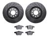8502-73234 Drilled/Slotted Brake Rotors w/5000 Advanced Brake Pads Kit [Black], 2001-2005 Audi/Volkswagen, Position: Front - image 1