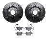 8502-73298 Drilled/Slotted Brake Rotors w/5000 Advanced Brake Pads Kit [Black], 2005-2011 Audi/Volkswagen, Position: Front - image 1