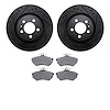 8502-74012 Drilled/Slotted Brake Rotors w/5000 Advanced Brake Pads Kit [Black], 1992-1995 Audi/Volkswagen, Position: Front - image 1