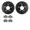 8502-74015 Drilled/Slotted Brake Rotors w/5000 Advanced Brake Pads Kit [Black], 1992-1998 Audi/Volkswagen, Position: Rear - image 1