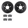 8502-74016 Drilled/Slotted Brake Rotors w/5000 Advanced Brake Pads Kit [Black], 1999-2001 Audi/Volkswagen, Position: Rear - image 1