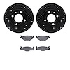 8502-74024 Drilled/Slotted Brake Rotors w/5000 Advanced Brake Pads Kit [Black], 1984-2009 Audi/Volkswagen, Position: Front - image 1