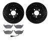8502-74027 Drilled/Slotted Brake Rotors w/5000 Advanced Brake Pads Kit [Black], 1998-1999 Audi/Volkswagen, Position: Front - image 1