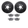8502-74031 Drilled/Slotted Brake Rotors w/5000 Advanced Brake Pads Kit [Black], 1998-1998 Audi/Volkswagen, Position: Front - image 1