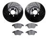 8502-74041 Drilled/Slotted Brake Rotors w/5000 Advanced Brake Pads Kit [Black], 2011-2018 Audi/Volkswagen, Position: Front - image 1