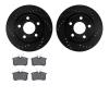 8502-74048 Drilled/Slotted Brake Rotors w/5000 Advanced Brake Pads Kit [Black], 1999-2004 Audi/Volkswagen, Position: Rear - image 1
