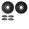 8502-74055 Drilled/Slotted Brake Rotors w/5000 Advanced Brake Pads Kit [Black], Fits Select Audi/Volkswagen, Position: Front - image 1