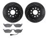 8502-74063 Drilled/Slotted Brake Rotors w/5000 Advanced Brake Pads Kit [Black], 2011-2015 Audi/Volkswagen, Position: Front - image 1