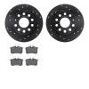 8502-74065 Drilled/Slotted Brake Rotors w/5000 Advanced Brake Pads Kit [Black], 2012-2019 Audi/Volkswagen, Position: Rear - image 1