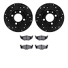 8502-74076 Drilled/Slotted Brake Rotors w/5000 Advanced Brake Pads Kit [Black], 1997-1998 Audi/Volkswagen, Position: Front - image 1