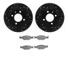 8502-74077 Drilled/Slotted Brake Rotors w/5000 Advanced Brake Pads Kit [Black], 1987-1993 Audi/Volkswagen, Position: Front - image 1