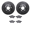 8502-74080 Drilled/Slotted Brake Rotors w/5000 Advanced Brake Pads Kit [Black], 1996-1999 Audi/Volkswagen, Position: Front - image 1