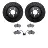 8502-74082 Drilled/Slotted Brake Rotors w/5000 Advanced Brake Pads Kit [Black], 1994-1995 Audi/Volkswagen, Position: Front - image 1