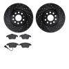 8502-74097 Drilled/Slotted Brake Rotors w/5000 Advanced Brake Pads Kit [Black], 2012-2020 Audi/Volkswagen, Position: Front - image 1