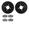 8502-74119 Drilled/Slotted Brake Rotors w/5000 Advanced Brake Pads Kit [Black], 1984-1987 Audi/Volkswagen, Position: Front - image 1