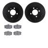 8502-74120 Drilled/Slotted Brake Rotors w/5000 Advanced Brake Pads Kit [Black], 1982-1983 Audi/Volkswagen, Position: Front - image 1