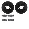 8502-74121 Drilled/Slotted Brake Rotors w/5000 Advanced Brake Pads Kit [Black], 1980-1984 Audi/Volkswagen, Position: Front - image 1