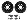 8502-74397 Drilled/Slotted Brake Rotors w/5000 Advanced Brake Pads Kit [Black], 2001-2003 Audi/Volkswagen, Position: Front - image 1