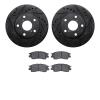 8502-75003 Drilled/Slotted Brake Rotors w/5000 Advanced Brake Pads Kit [Black], 1992-1998 Lexus/Toyota/Scion, Position: Front - image 1