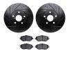 8502-75006 Drilled/Slotted Brake Rotors w/5000 Advanced Brake Pads Kit [Black], 1993-1994 Lexus/Toyota/Scion, Position: Front - image 1