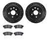 8502-75020 Drilled/Slotted Brake Rotors w/5000 Advanced Brake Pads Kit [Black], 2014-2015 Lexus/Toyota/Scion, Position: Rear - image 1