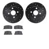 8502-76019 Drilled/Slotted Brake Rotors w/5000 Advanced Brake Pads Kit [Black], 1985-1986 Lexus/Toyota/Scion, Position: Rear - image 1