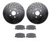 8502-76029 Drilled/Slotted Brake Rotors w/5000 Advanced Brake Pads Kit [Black], 1987-1991 Lexus/Toyota/Scion, Position: Front - image 1