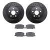 8502-76032 Drilled/Slotted Brake Rotors w/5000 Advanced Brake Pads Kit [Black], 1990-1993 Lexus/Toyota/Scion, Position: Front - image 1