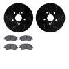 8502-76039 Drilled/Slotted Brake Rotors w/5000 Advanced Brake Pads Kit [Black], 1992-2003 Lexus/Toyota/Scion, Position: Front - image 1