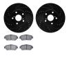 8502-76045 Drilled/Slotted Brake Rotors w/5000 Advanced Brake Pads Kit [Black], 2003-2006 Lexus/Toyota/Scion, Position: Front - image 1