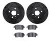 8502-76067 Drilled/Slotted Brake Rotors w/5000 Advanced Brake Pads Kit [Black], 2000-2005 Lexus/Toyota/Scion, Position: Front - image 1