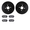 8502-76069 Drilled/Slotted Brake Rotors w/5000 Advanced Brake Pads Kit [Black], 2001-2003 Lexus/Toyota/Scion, Position: Front - image 1