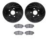 8502-76071 Drilled/Slotted Brake Rotors w/5000 Advanced Brake Pads Kit [Black], 2002-2006 Lexus/Toyota/Scion, Position: Front - image 1