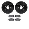 8502-76072 Drilled/Slotted Brake Rotors w/5000 Advanced Brake Pads Kit [Black], 2004-2010 Lexus/Toyota/Scion, Position: Front - image 1