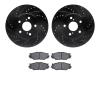8502-76074 Drilled/Slotted Brake Rotors w/5000 Advanced Brake Pads Kit [Black], 2006-2015 Lexus/Toyota/Scion, Position: Front - image 1